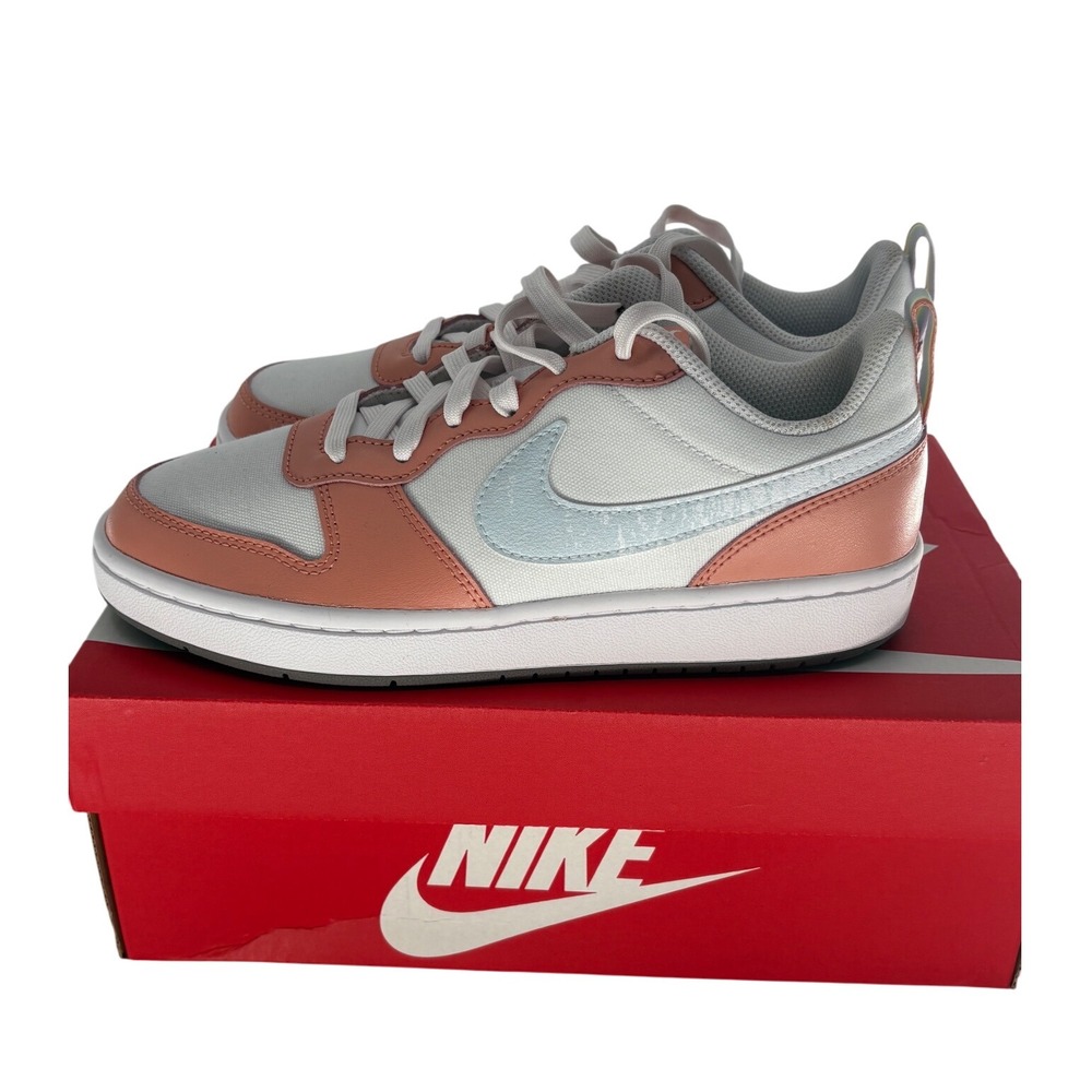 Nike Sneakers Court Borough Low‎ Kids 5.5 Youth Aura Madder White Peach Blue New